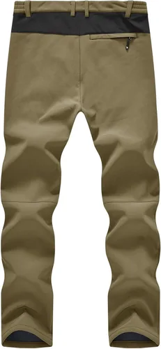 Vista 2 de TBMPOY Pantalones de senderismo para hombre, impermeables, con forro polar, para nieve, esquí, con aislamiento y bolsillos con cremallera