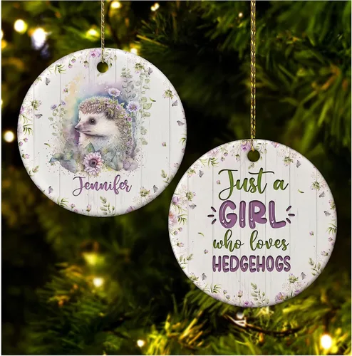 Vista 31 de Hyturtle Adorno de Navidad personalizado para amantes del panda rojo, adorno de cerámica con nombre personalizado de Just A Girl Who Loves Red