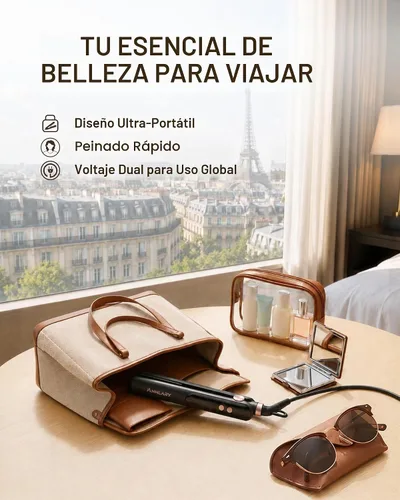 Vista 6 de ANNLARY Mini plancha de pelo, plancha plana pequeña portátil para viajes Negro obsidiana