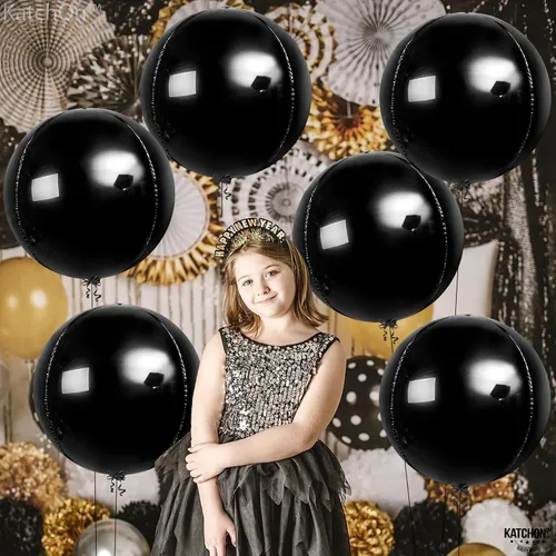 Vista 9 de KatchOn, Globo grande de aluminio dorado de 22 pulgadas, paquete de 6, globos gigantes negros metálicos, 22 pulgadas, paquete de 6, globos de Mylar