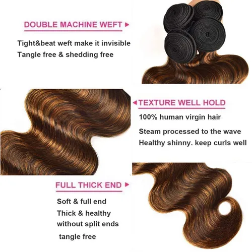 Vista 5 de Beauty Forever #FB30 - Extensiones de cabello humano virgen Remy virgen sin procesar de 8 pulgadas, 8 pulgadas FB30 Color 1 Bundle