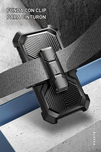 Vista 6 de i-Blason Armorbox - Funda para iPhone 14 Pro Max con soporte [protector de pantalla integrado] [protección de grado militar] Funda protectora Negro