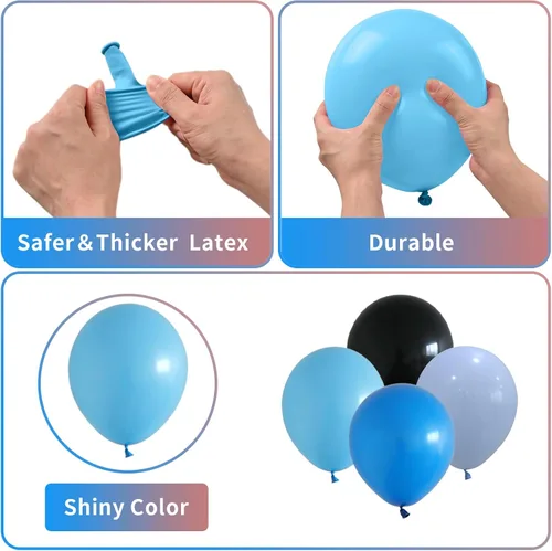 Vista 4 de Juego de Globos de Juego Azul y Negro, 60 Piezas, 12 Pulgadas de Azul Claro y Azul Oscuro para Decoraciones de Fiesta de Videojuego, Fiesta
