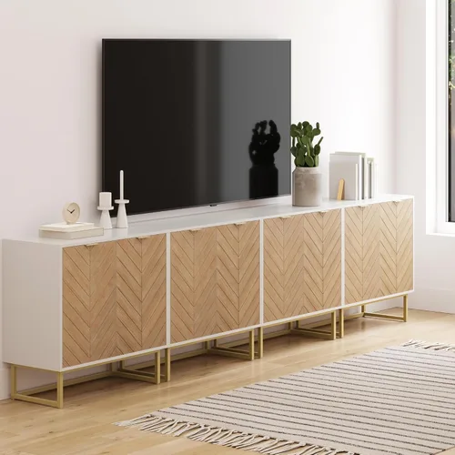 Vista 17 de Nathan James Enloe Aparador Buffet Moderno Gabinete de Almacenamiento de Acento Negro con Puertas en Acabado de Madera de Pino Rústico y Base