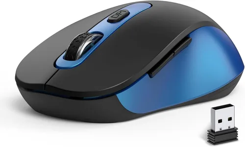 Vista 12 de Mouse inalámbrico para laptop, PC, Chromebook, Mac, MacBook, mouse inalámbrico silencioso con receptor USB nano, botón lateral, 2400 DPI, rodillo