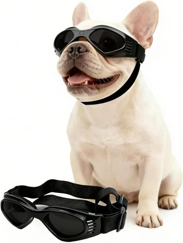 Vista 15 de Gafas de sol para perros de raza media, lentes reemplazables transparentes/negras, protección UV para perros medianos, protección ocular de perro