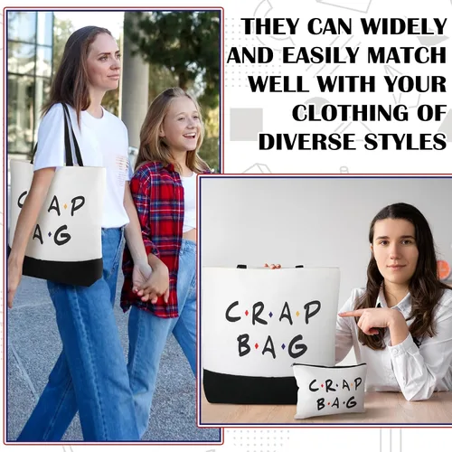 Vista 2 de 2 bolsas de lona reutilizables para comestibles, regalos y merchandising para programas de televisión de amigos, Blanco