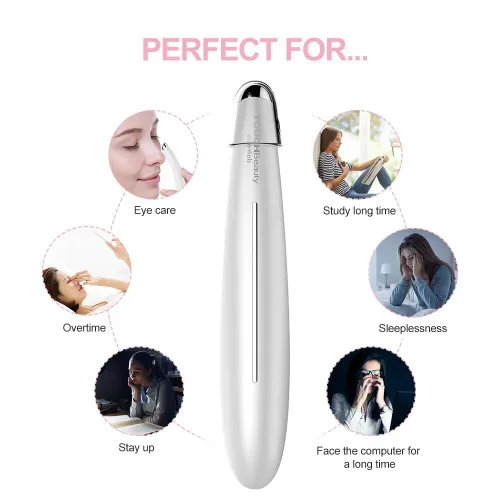 Vista 2 de TOUCHBeauty Masajeador eléctrico de ojos para ojeras, hinchazón, líneas finas/arrugas, patas de gallo y bolsas debajo de los ojos con vibración