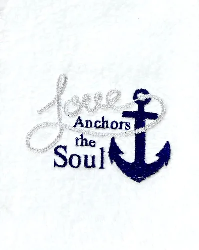 Vista 2 de Serafina Home Toallas de mano náuticas para huéspedes: Coastal Love Anchors The Soul, 2 piezas suaves y absorbentes