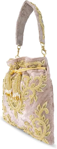 Vista 9 de Aheli Potli - Bolsas de noche para mujer bolso de mano étnico con cordón P71