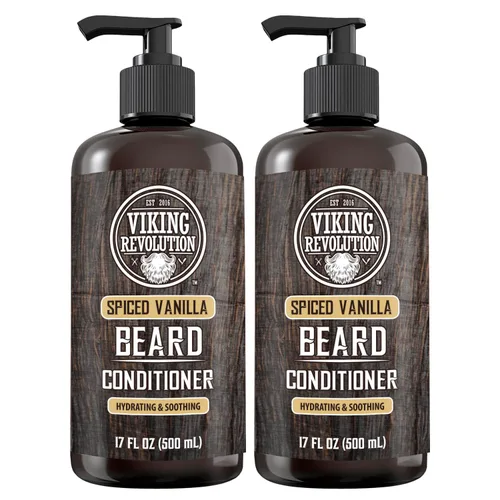 Vista 9 de Viking Revolution Acondicionador de barba de vainilla especiada para hombres con aceite de argán y aceite de jojoba, suavizante y fortalecedor