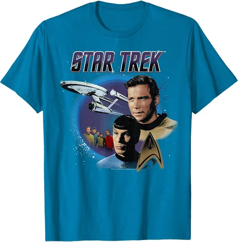 Vista 11 de Star Trek Original Series Vintage Enterprise T-Shirt Baby Blue