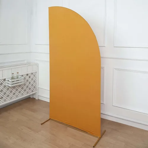 Vista 12 de Efavormart - Juego de 4 fundas de elastano beige para arco de media luna, fundas de telón de fondo Chiara de 2.5 pies a 7 pies para escenarios