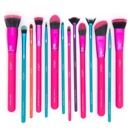 Vista 5 de MODA Ultimate Originals Kit – Juego completo de brochas de maquillaje para rostro y ojos con sintético vegano suave
