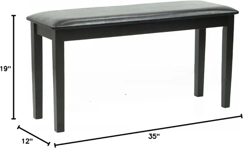 Vista 3 de Banco de madera maciza manchado de comedor asiento acolchado acabado negro espresso