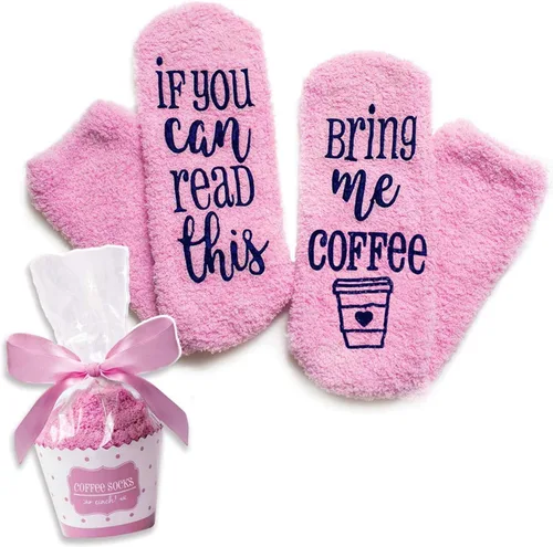Vista 30 de CHANGGER Calcetines unisex con texto en inglés "If You Can Read This Bring Me Some Fuzzy Funny Saying Crew Socks Christmas Unisex Gift