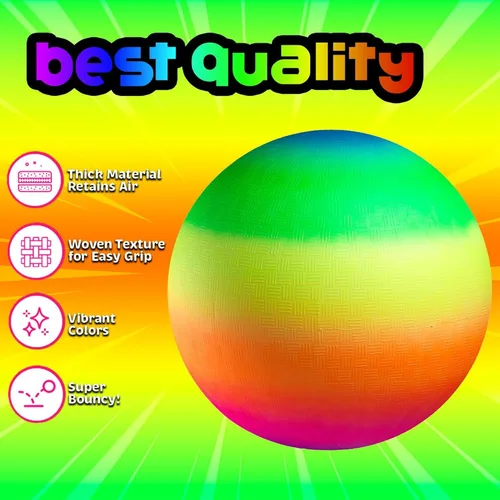 Vista 7 de PlayBolt Rainbow Playground Ball - Pelota inflable de goma de 8.5 pulgadas (paquete de 1) para niños y adultos, juegos en interiores y exteriores