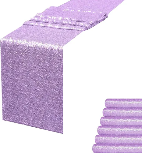 Vista 27 de Camino de mesa de lentejuelas negras de 12 x 72 pulgadas, paquete de 6 caminos de mesa con purpurina para decoración de fiestas, baby shower
