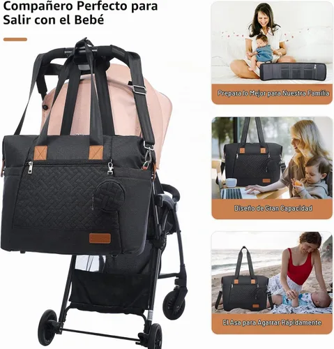 Vista 6 de LOVEVOOK Bolsa de pañales, bolsa de pañales para bebé, bolsa de pañales de viaje impermeable con cambiador