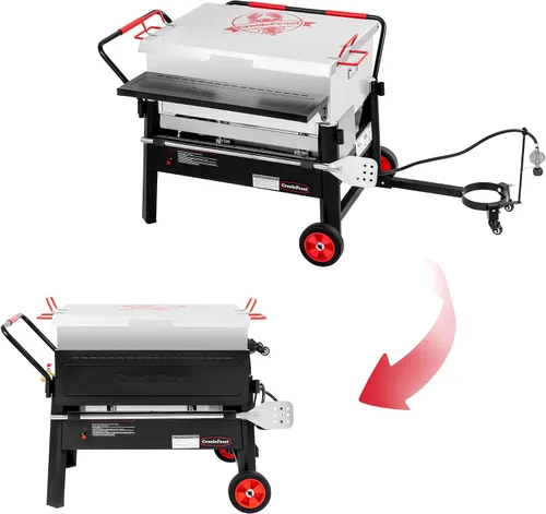 Vista 2 de Creole Feast CFB2001 150 QT Caldera de cangrejos de doble saco al aire libre con gas propano y paleta agitadora con soporte plegable para cilindros
