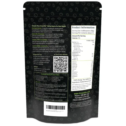 Vista 3 de GreenIVe Semillas de cáñamo de 1 libra – Cáñamo americano, empacadas en Estados Unidos, semillas de cáñamo sin cáscara cruda – Proteína a base