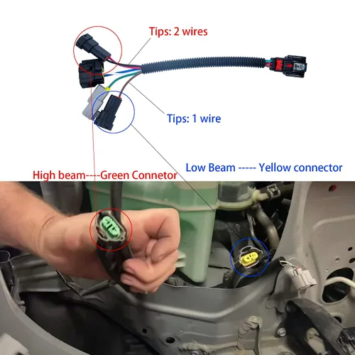 Vista 4 de Mejora de arnés de conversión de faros LED, actualización de arnés de cables de faros compatible con Toyota Tacoma 2016-2023 para usar faros LED