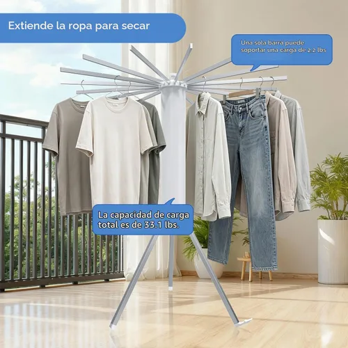 Vista 4 de Trípode Plegable Perchero, Perchero Portátil con Diseño Plegable