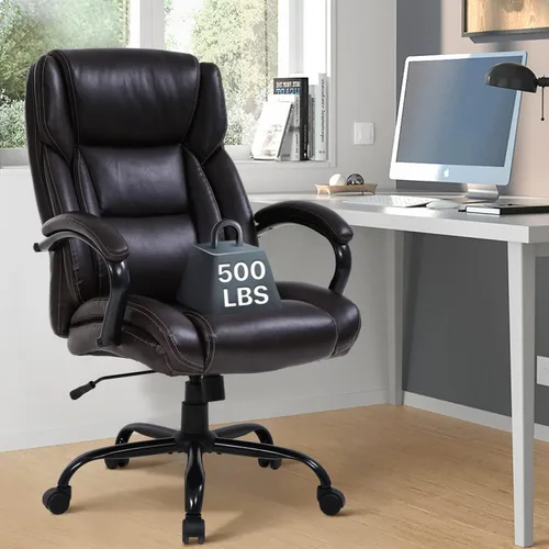 Vista 9 de Silla ejecutiva de oficina ejecutiva grande y alta, de 500 libras, silla de escritorio para computadora, ergonómica, respaldo alto, silla ejecutiva