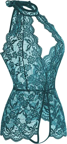 Vista 2 de Lencería para mujer con escote en V profundo halter de una pieza