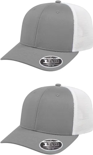 Vista 24 de Cap America i8502 Flexfit 110 Premium - Gorra de camionero de perfil medio con 6 paneles de malla trasera con protección UV y cierre ajustable