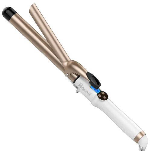 Vista 13 de Hoson Rizador profesional de 1/2 pulgada, barril de cerámica de turmalina, rizador de pelo para cabello largo y corto, guante incluido, dorado