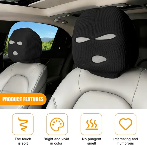 Vista 5 de 2 piezas de fundas para reposacabezas de automóvil, protector de cara completa personalizado y divertido para vehículos, envoltura de protección
