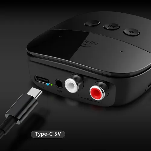 Vista 7 de eppfun Receptor Bluetooth 5.2, adaptador de audio Bluetooth con NFC, USB, ranura para tarjeta TF, AUX/RCA de 0.138 in para sistema estéreo