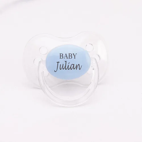 Vista 2 de Juego de 2 chupetes personalizados con nombre, regalos personalizados para bebés para niñas o niños. 0-6 meses, 6-18 meses, tu elección