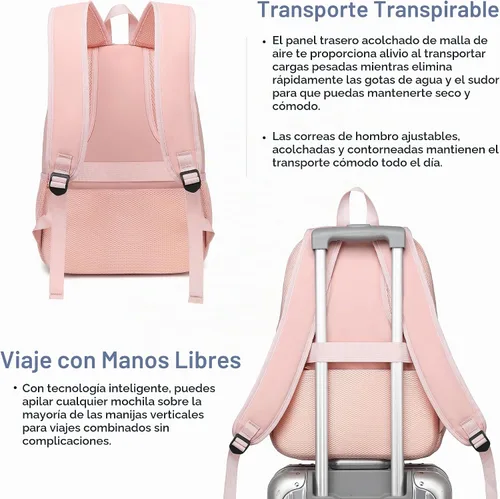 Vista 4 de Mochila para laptop Boavan para hombres (Negro, 15.6), Rosa(Amour Pink), Elegante