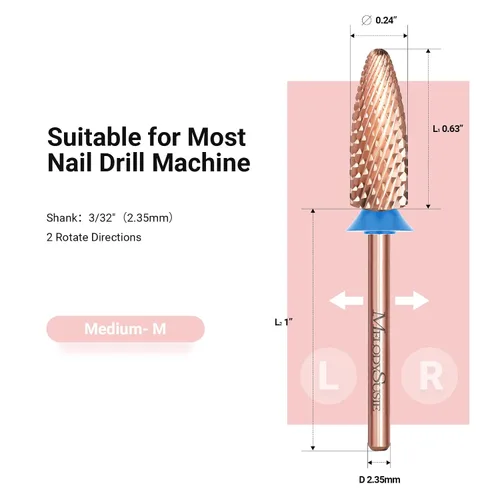Vista 5 de MelodySusie Brocas largas para uñas con llama, brocas de tungsteno de carburo de 3/32 pulgadas, adecuadas para manicura, pedicura, cutícula, esmalte