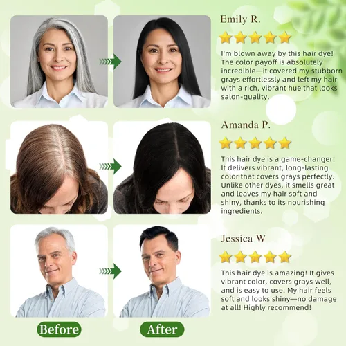 Vista 4 de SHIHUANUO Champú de tinte negro para cabello gris, champú de color 3 en 1 con 6 extractos de hierbas, cobertura 100% de canas, fácil de teñir