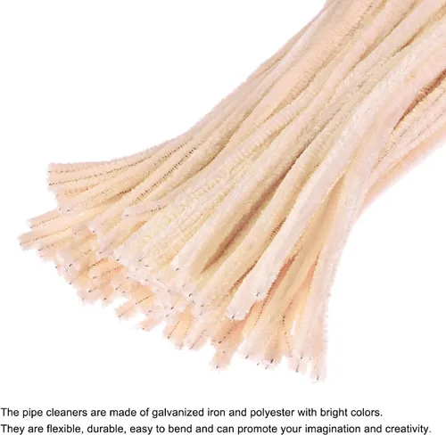 Vista 4 de MECCANIXITY Tallos de felpilla para limpiar pipas de 12 pulgadas para manualidades, manualidades, color beige, paquete de 100