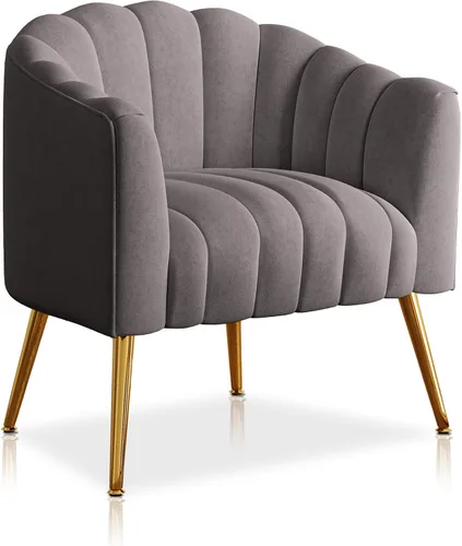 Vista 10 de Dewhut Silla de Acento de Sofá con Forma de Calabaza de Tamaño Grande, Sillas Tipo Barril Modernas y Cómodas Tapizadas en Terciopelo, Sillón
