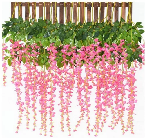 Vista 3 de NatureMan Paquete de 12 guirnaldas de flores artificiales de glicina, flores falsas de seda de 3.6 pies para colgar en interiores y exteriores