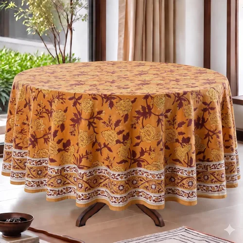 Vista 69 de Ridhi Mantel redondo con estampado de bloques a mano, color azul vaquero Azul Denim
