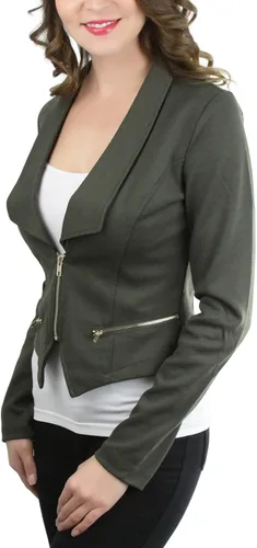 Vista 78 de ToBeInStyle Blazers de manga larga con cremallera y botones para mujer