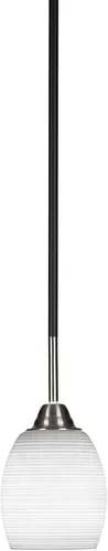 Vista 208 de Toltec Lighting Paramount - Mini colgante de 1 luz en acabado negro mate con cristal de arte perla de 7 pulgadas y estilo negro