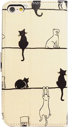Vista 7 de Bcov Funda para iPhone SE 2022/iPhone SE 3ª Gen/iPhone SE 2020, Funda de piel con tapa de gato blanco y gato negro con ranura para tarjeta con Gato