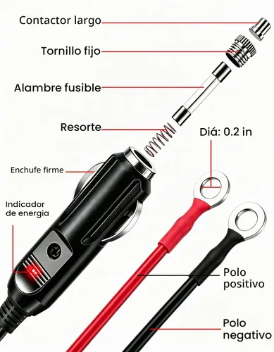 Vista 6 de Cable de extensión de encendedor de cigarrillos de 10 pies y 12 V con luces