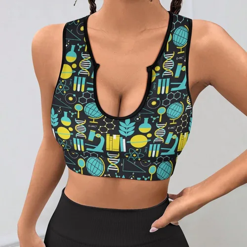 Vista 4 de Sujetador deportivo para mujer, camiseta sin mangas para yoga, fitness, entrenamiento, correr