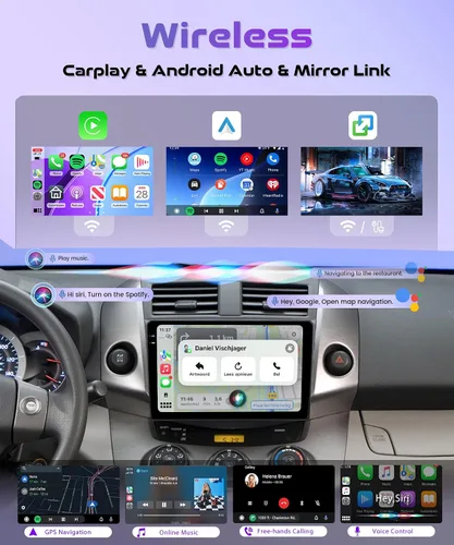 Vista 3 de Radio de coche 2G+64G para Toyota RAV4 2007-2011 SIN JBL, Rimoody Android 13 Estéreo de coche inalámbrico Carplay Android Auto Bluetooth 5.0