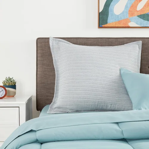 Vista 4 de Tommy Bahama Euro Sham - Ropa de cama de algodón con cierre de sobre, acogedora decoración del hogar, 1 unidad (paquete de 1), azul