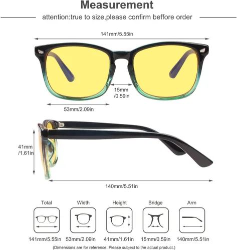 Vista 4 de Blue Light Blocking Computer Glasses for Women and Men Negro / Verde