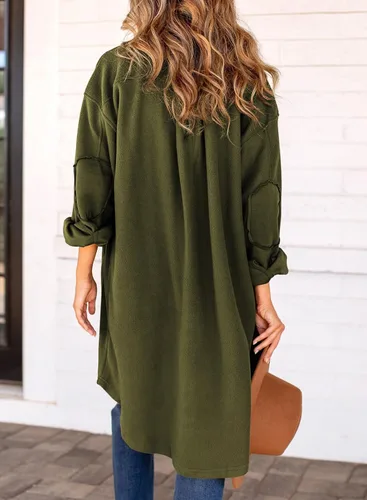 Vista 4 de Dokotoo Chaqueta de manga larga para mujer, para otoño e invierno, con botones, ajuste holgado
